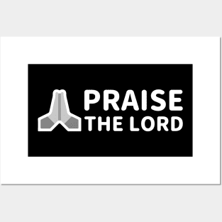 Praise The Lord - With Praying Hand - White - Christian Series 10W Posters and Art